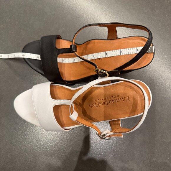 L'Amour Des Pieds T-strap Black Leather Wedge 8M - Picture 11 of 11